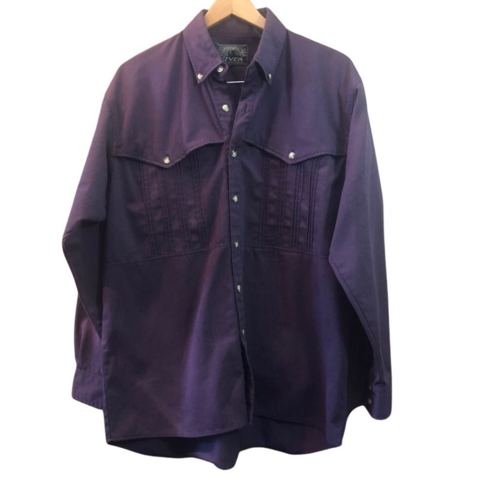 Spindle River Western Style Shirt Purple Button Up Collared Dress Shirt Large